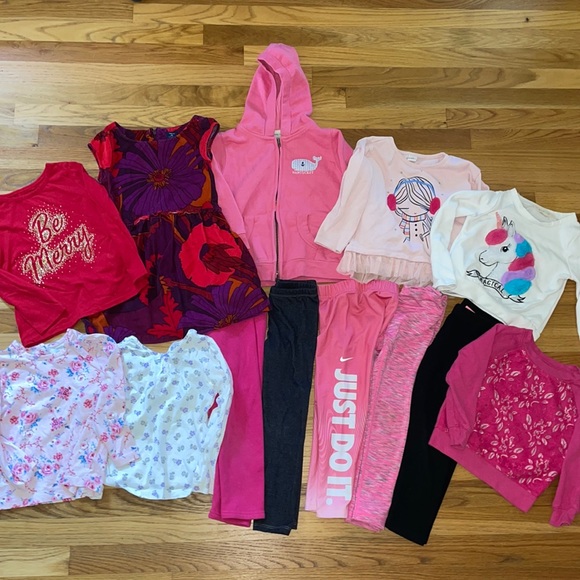 4T Toddler Clothes Bundle- Sweatshirts, shirts, leggings, dress - Good Condition